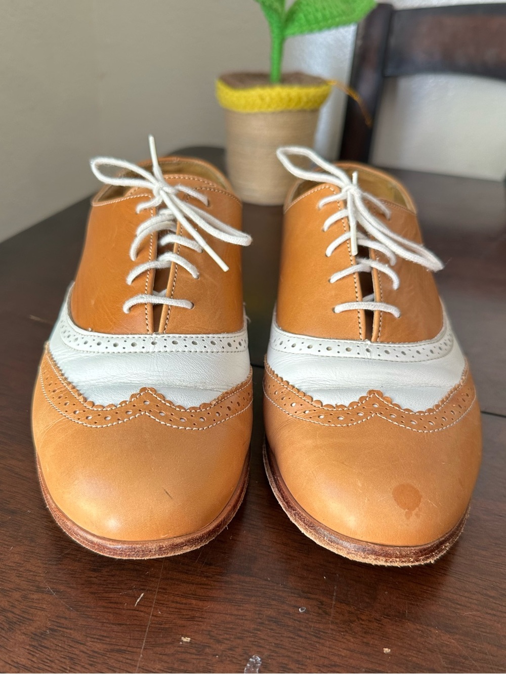 Zodiac Two-Tone Saddle Oxfords in Tan and White